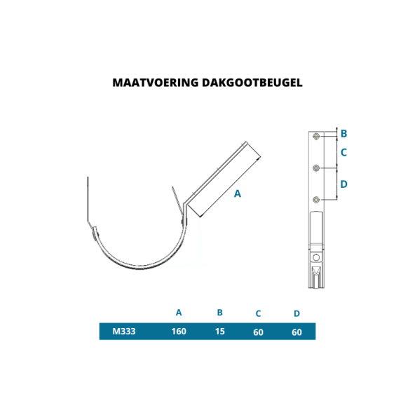 Dakgootbeugel zwart antraciet M333