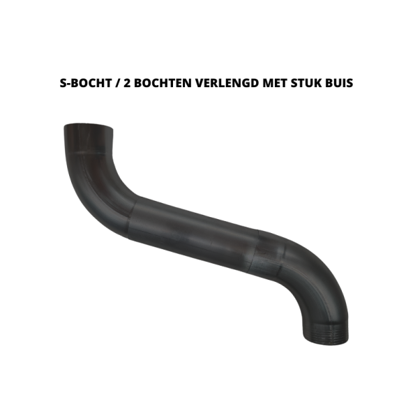 Zinken bocht 72 gr. / zwart antraciet 80mm.