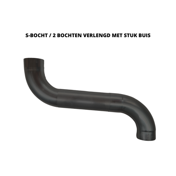 Zinken bocht 85 gr. / zwart antraciet 80mm.
