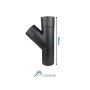 Zinken T-stuk 40 gr. / zwart antraciet 80mm. 